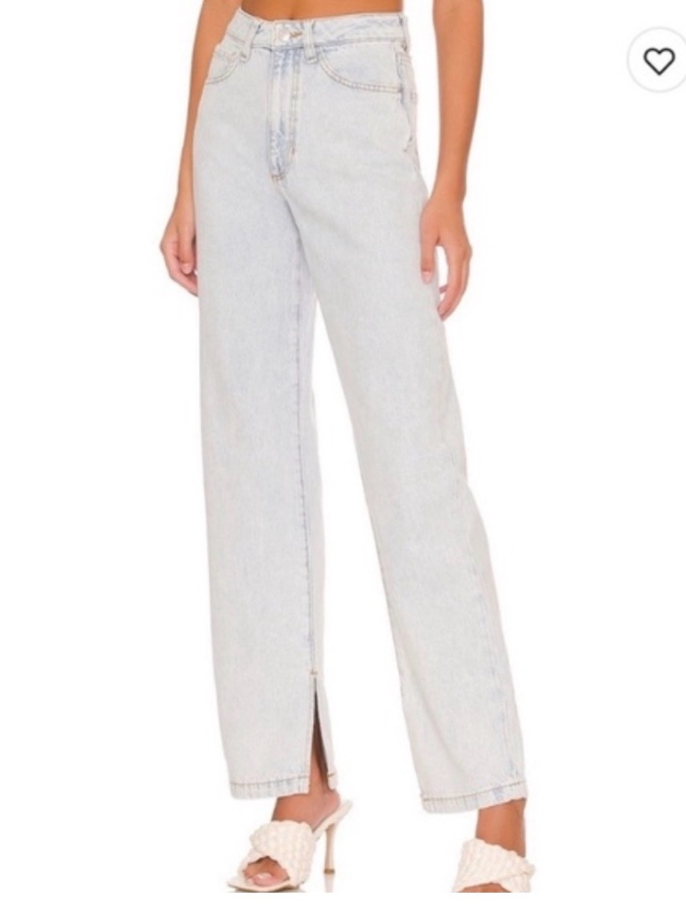 WeWoreWhat Super Light Mom Indigo Comfort Slit Straight Leg Jeans
